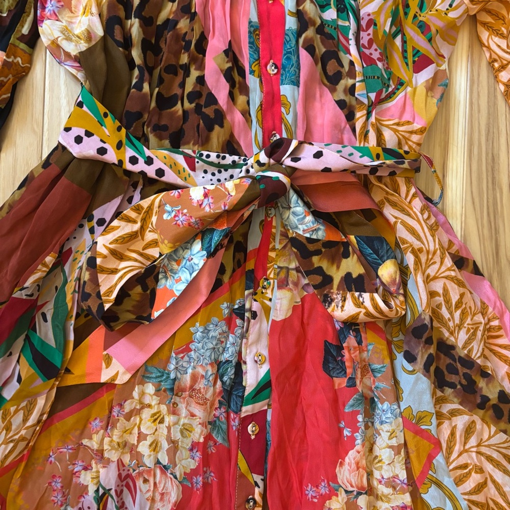 Anthropologie Geisha Designs Collage Boho Patterned Midi Dress - Picture 6 of 14